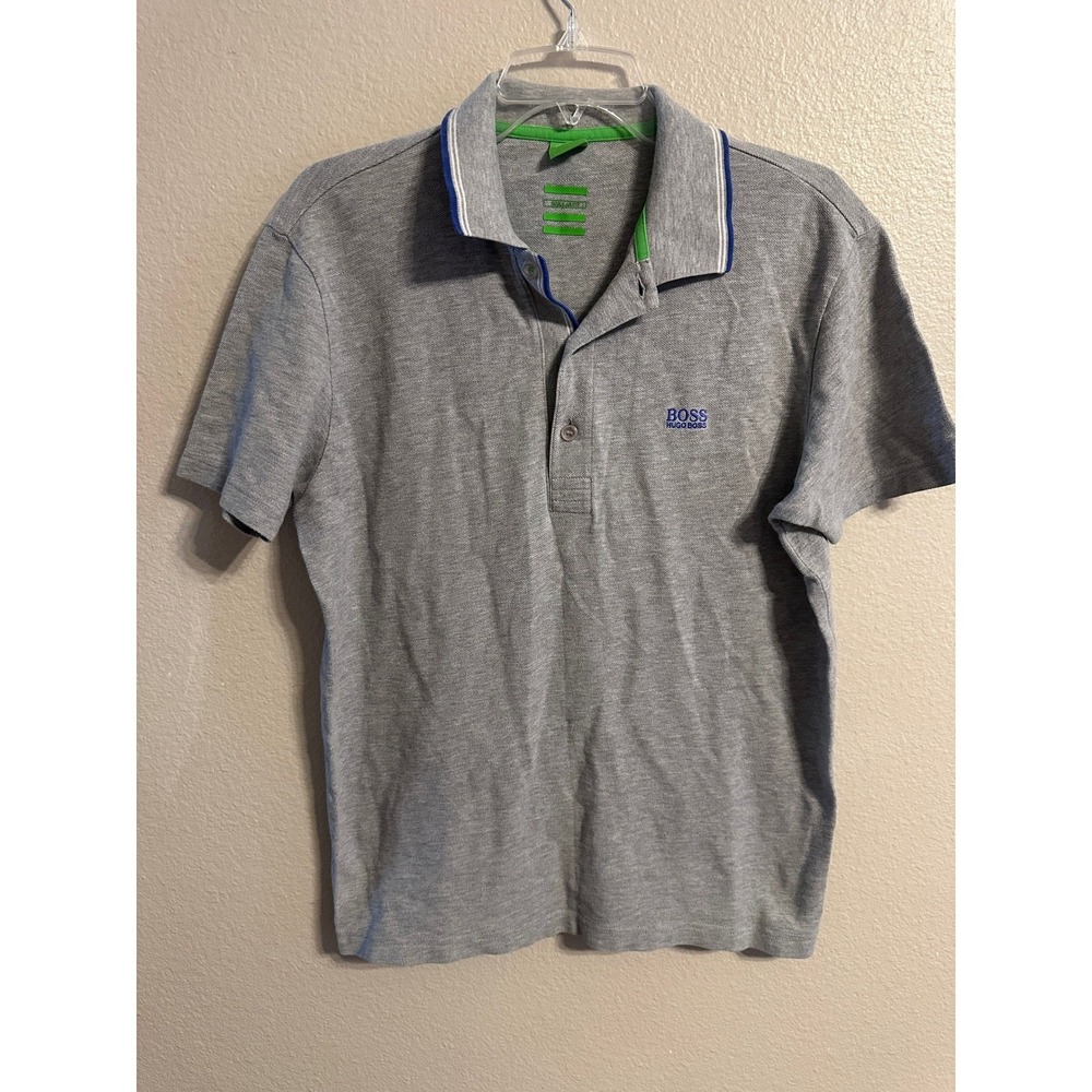 BOSS Hugo Boss Men's Gray Polo Shirt Regular Fit Short Sleeve Casual
